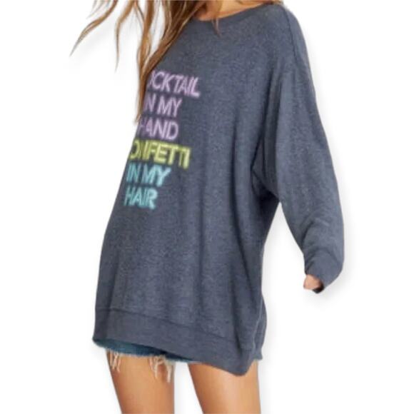 WILDFOX | NWT | M | Cocktail in My Hand Confetti In My Hair Roadtrip Sweatshirt - Picture 1 of 3